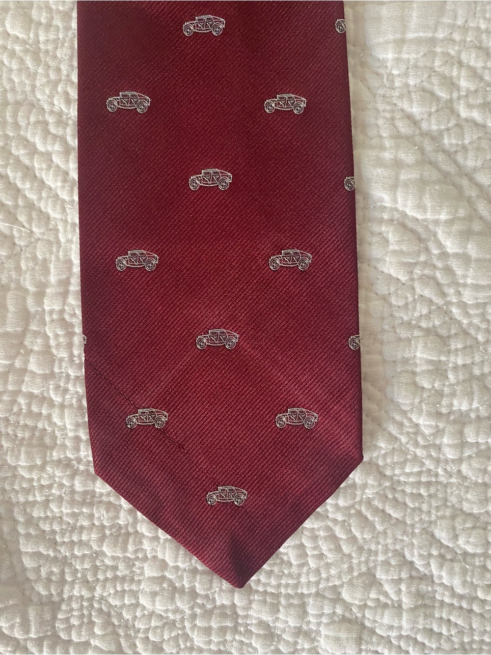 Givenchy Tie Dark Red Vintage Automobile Motif - Picture 2 of 5